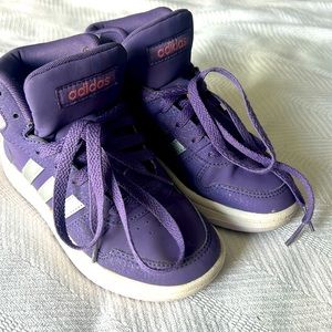 Adidas Purple Silver Hoops 2.0 Mid Basketball Shoe Kids